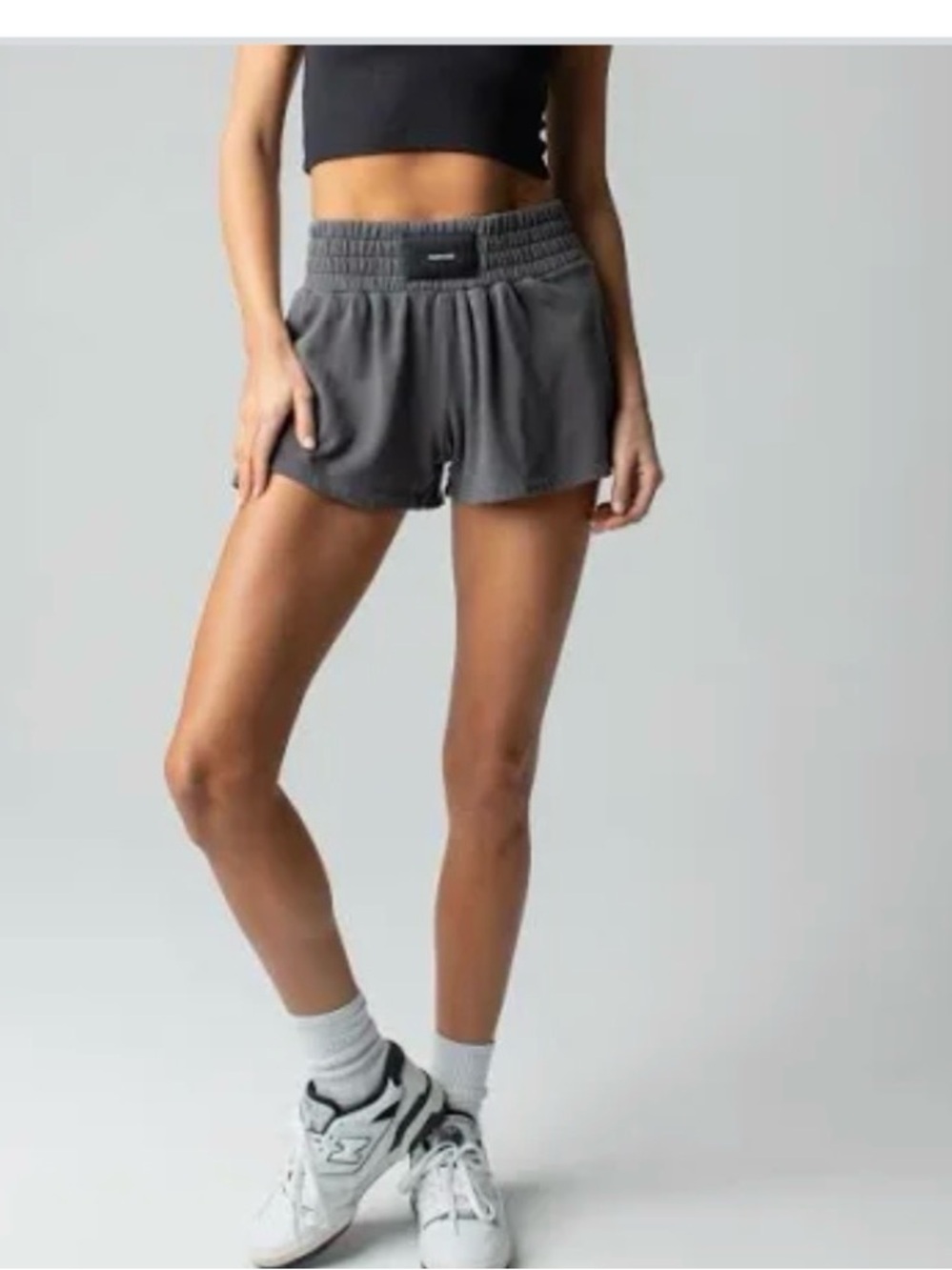 TALENTLESS black Smocked-Waist Athletic Shorts